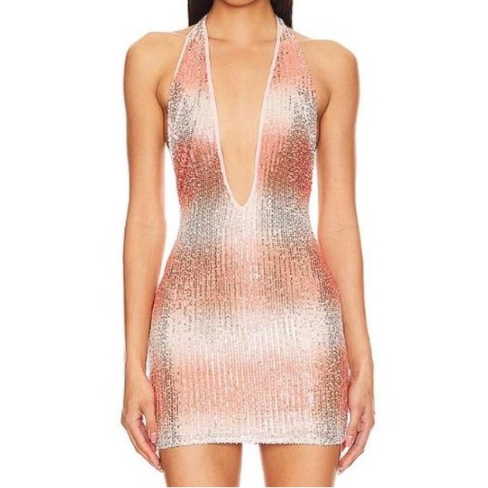 Revolve Superdown Sequin Halter Bodycon Dress